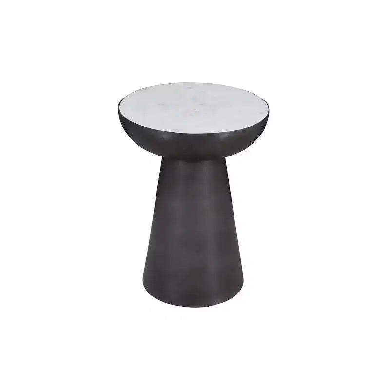 Jofran, Table d'appoint piédestal ronde en marbre et fer de luxe moderne, collection Circularity, 15