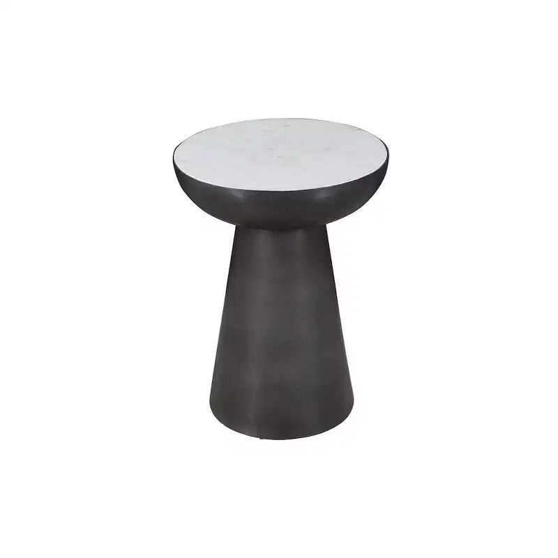 Jofran, Table d'appoint piédestal ronde en marbre et fer de luxe moderne, collection Circularity, 15