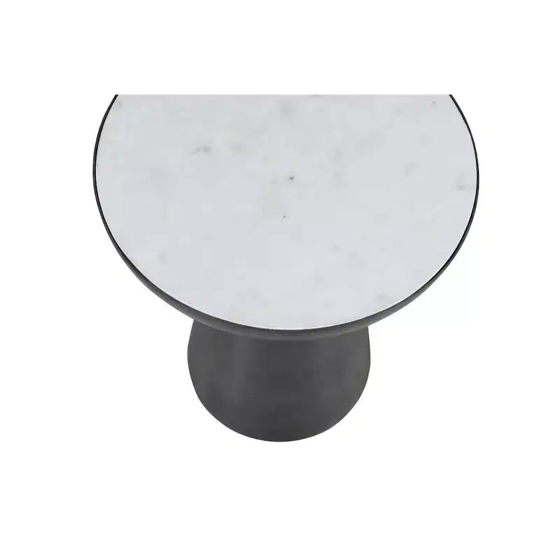 Jofran, Table d'appoint piédestal ronde en marbre et fer de luxe moderne, collection Circularity, 15