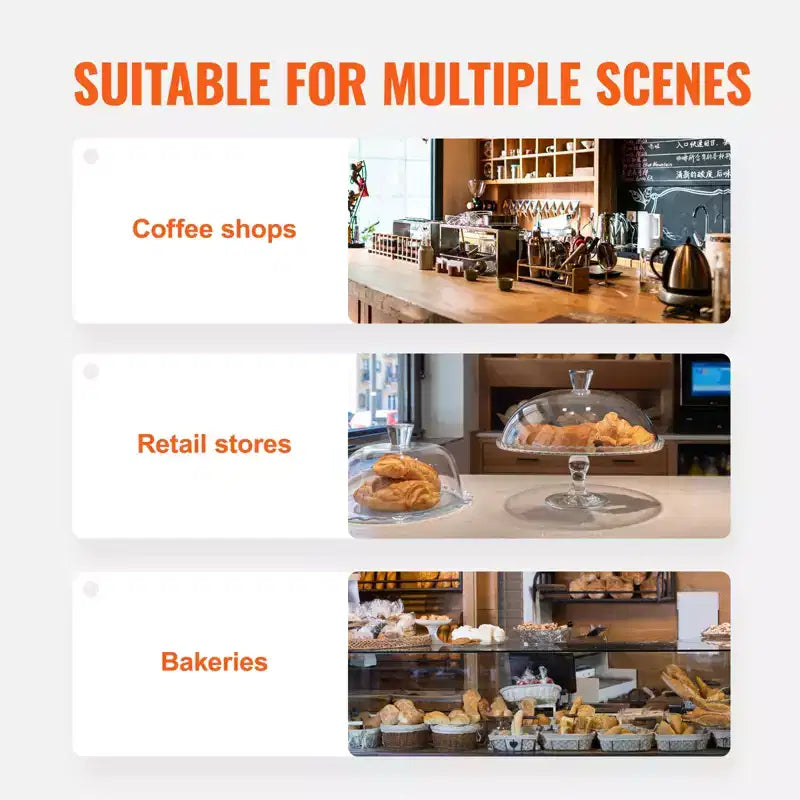 Vitrine à pâtisseries VEVOR, vitrine de boulangerie commerciale à 3 niveaux pour comptoir, boîte de présentation en acrylique avec accès par porte arrière, 52,6 x 36,1 x 41,4 cm