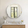 Round Frameless Bathroom Mirror for Over Sink with Beveled Edge - Circle Wall Mirror for Bathroom & Vanity, Elegant & Simple Look