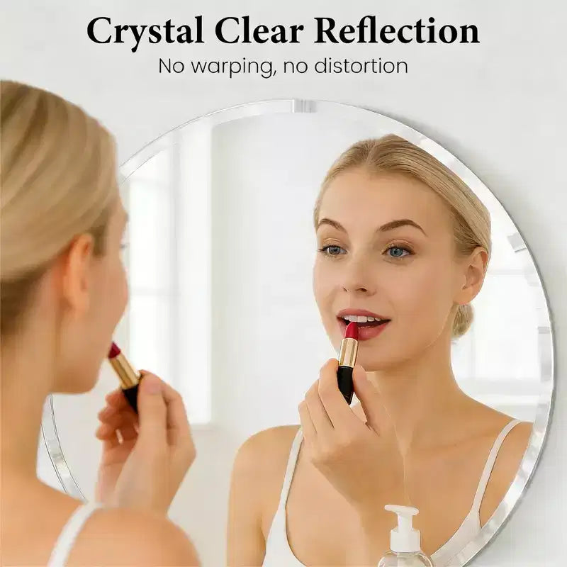 Miroir de salle de bain rond sans cadre pour lavabo avec bords biseautés - Miroir mural circulaire pour salle de bain et coiffeuse, look élégant et simple
