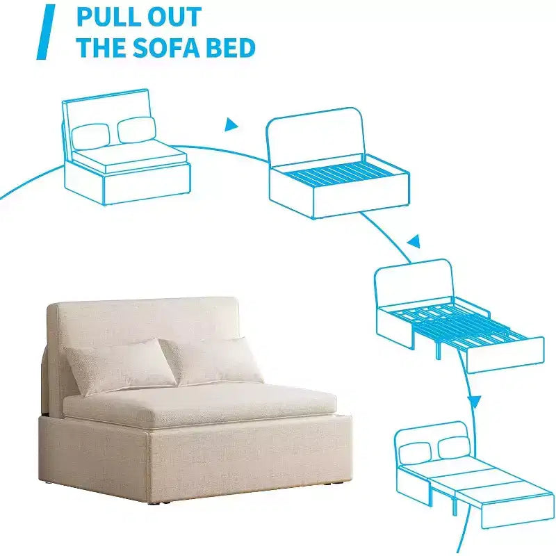 Canapé-lit Mjkone pour une personne, canapé convertible 2 en 1 en lin avec coussins