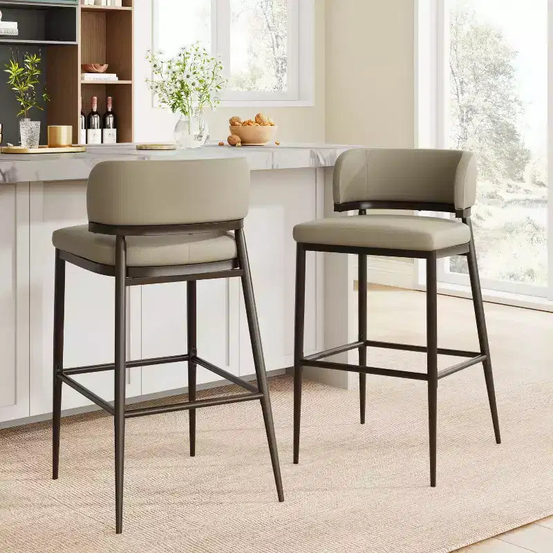 Christopher Knight Home Carolyn Tabourets de bar industriels en métal et similicuir (lot de 2)