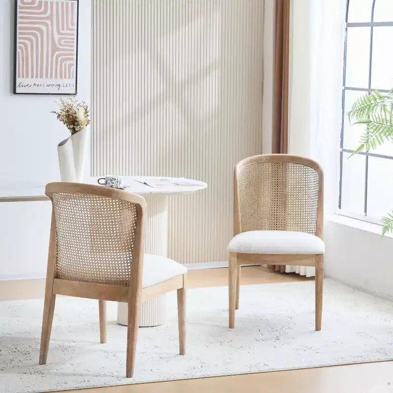 Christopher Knight Home Chaise de salle à manger Whim en bois d'hévéa avec dossier en rotin