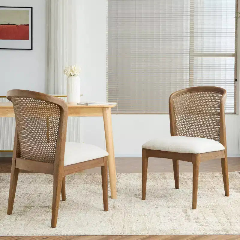 Christopher Knight Home Chaise de salle à manger Whim en bois d'hévéa avec dossier en rotin