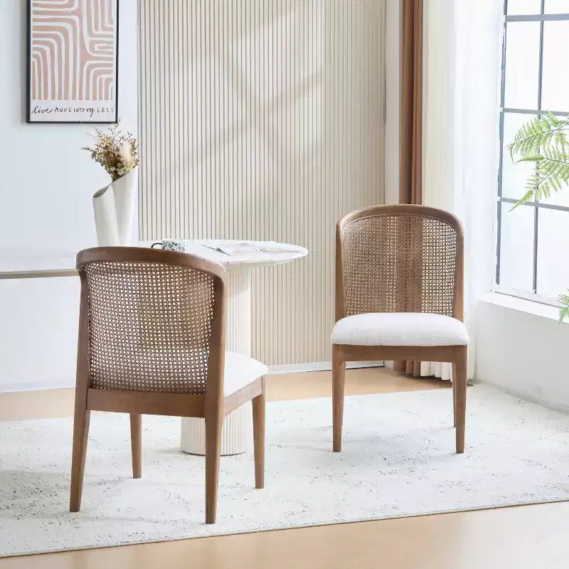 Christopher Knight Home Chaise de salle à manger Whim en bois d'hévéa avec dossier en rotin