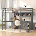 Whisen 78.4Lx 57.6W Full Size Loft Bed with Desk, Cabinets, Drawers and Bedside Tray, Built-in Charging Station, Multiple Storage