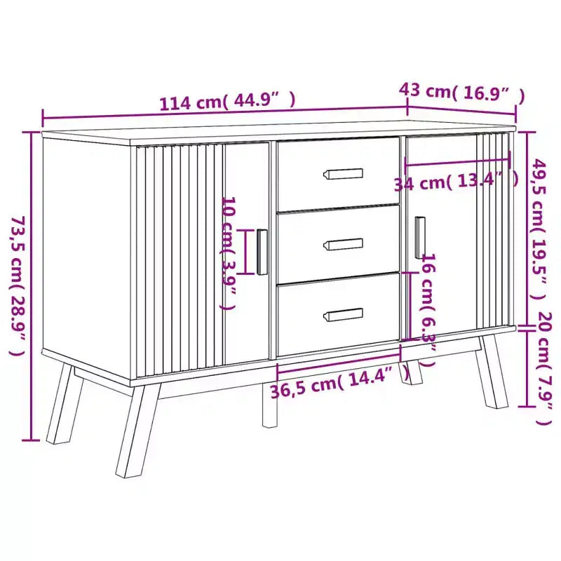 vidaXL Buffet OLDEN Marron 44,9x16,9x28,9 cm Bois de pin massif