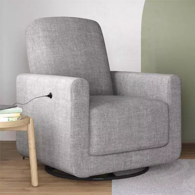 Fauteuil d'appoint pivotant DHP Step avec USB, lin gris clair