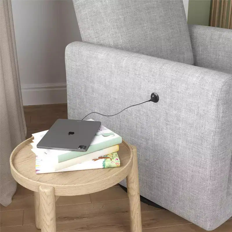 Fauteuil d'appoint pivotant DHP Step avec USB, lin gris clair