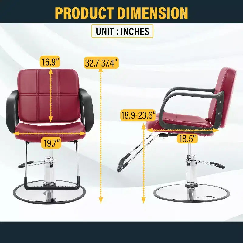 Fauteuil de Barbier BestMassage Chaise de Salon Professionnelle Pompe Hydraulique Robuste avec Base Pivotante
