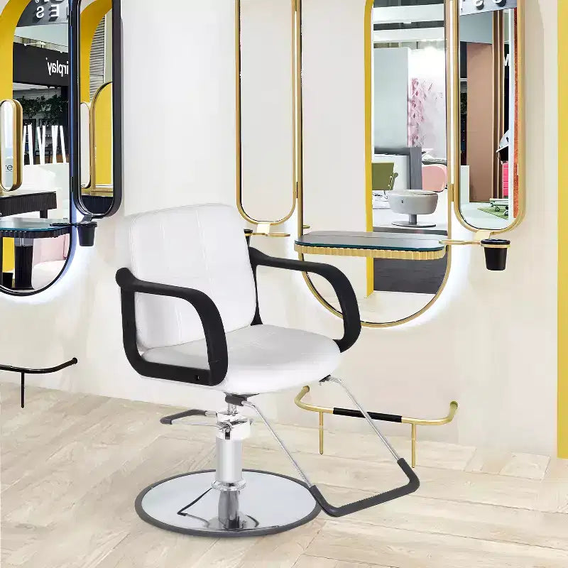 Fauteuil de Barbier BestMassage Chaise de Salon Professionnelle Pompe Hydraulique Robuste avec Base Pivotante