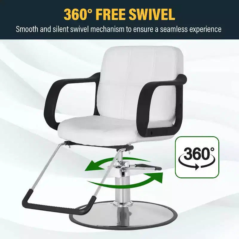 Fauteuil de Barbier BestMassage Chaise de Salon Professionnelle Pompe Hydraulique Robuste avec Base Pivotante