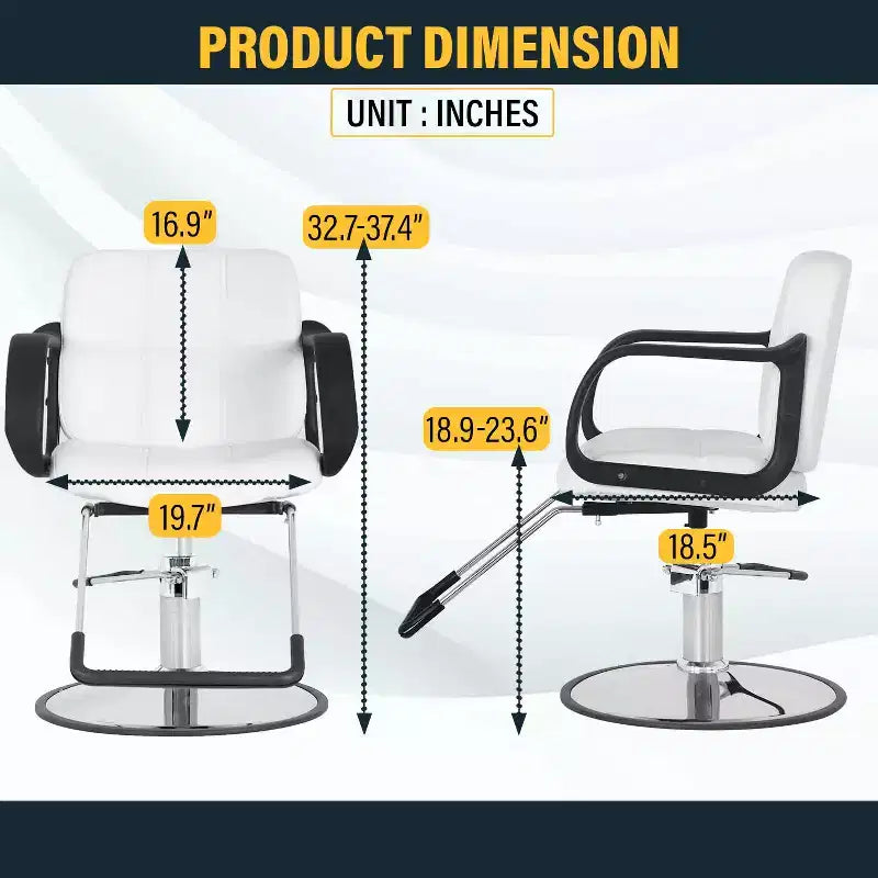 Fauteuil de Barbier BestMassage Chaise de Salon Professionnelle Pompe Hydraulique Robuste avec Base Pivotante