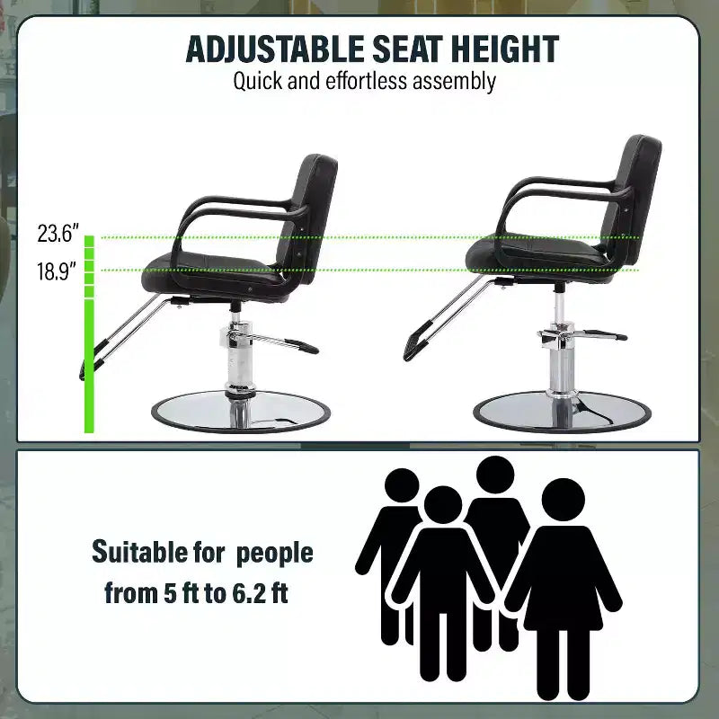 Fauteuil de Barbier BestMassage Chaise de Salon Professionnelle Pompe Hydraulique Robuste avec Base Pivotante