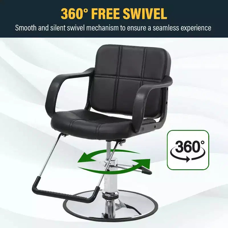 Fauteuil de Barbier BestMassage Chaise de Salon Professionnelle Pompe Hydraulique Robuste avec Base Pivotante