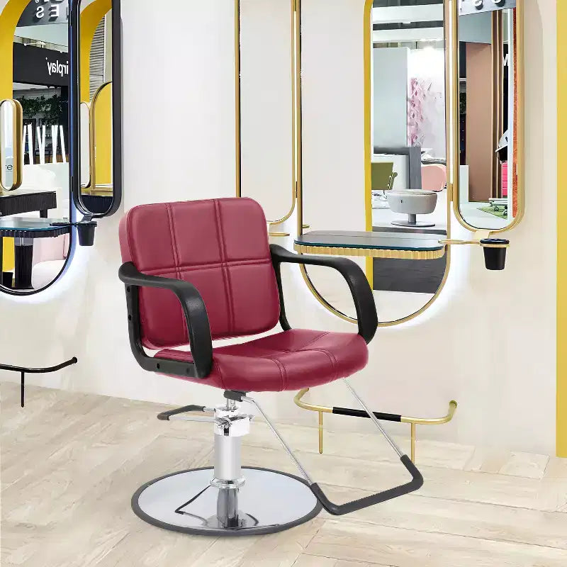 Fauteuil de Barbier BestMassage Chaise de Salon Professionnelle Pompe Hydraulique Robuste avec Base Pivotante