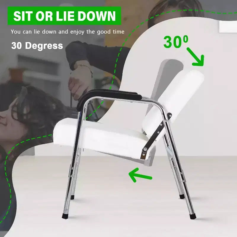 BestMassage Fauteuil de lavage Fauteuil de barbier avec accoudoir en similicuir
