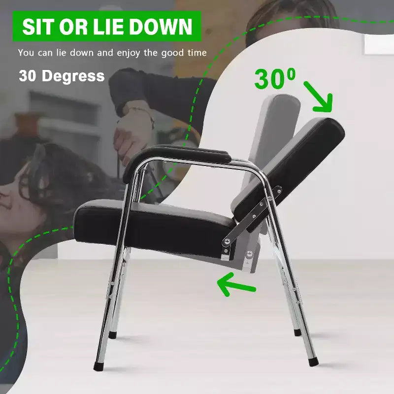 BestMassage Fauteuil de lavage Fauteuil de barbier avec accoudoir en similicuir