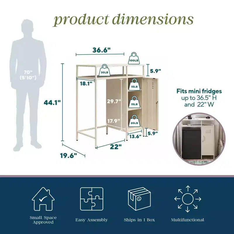 Mini-réfrigérateur de rangement de style casier métallique Novogratz Cache