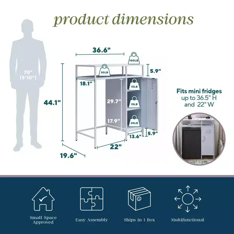 Mini-réfrigérateur de rangement de style casier métallique Novogratz Cache