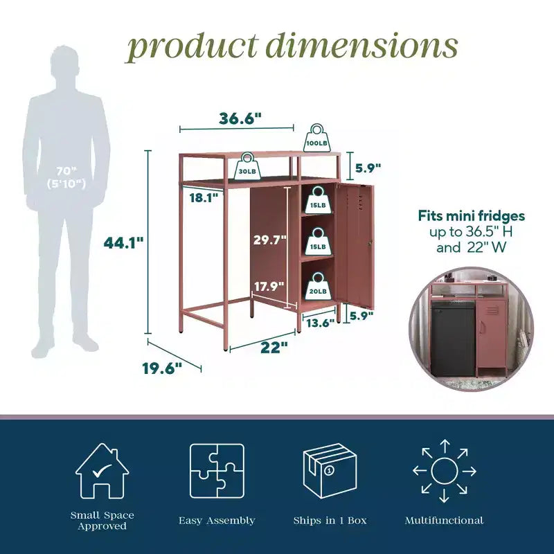 Mini-réfrigérateur de rangement de style casier métallique Novogratz Cache