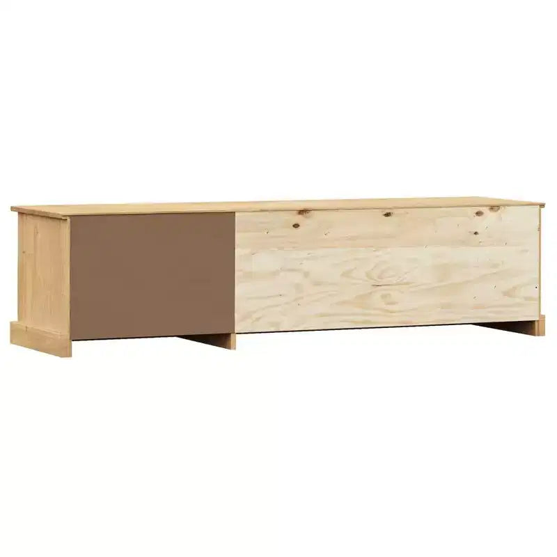 vidaXL VIGO Meuble TV en pin massif avec rangement - Finition miel ciré, poignées en métal, 156 cm (L) x 40 cm (H)