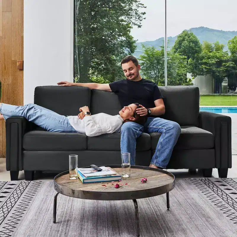 Canapé modulaire en velours capitonné Belffin, 3 places, pour salon