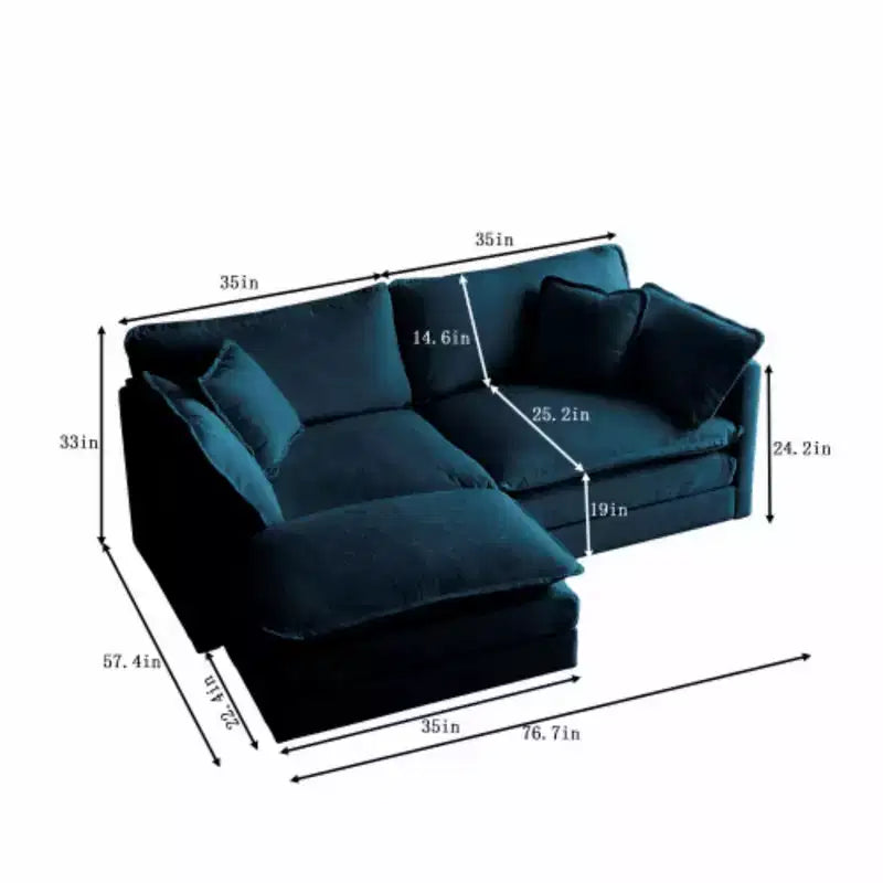 Causeuse en chenille avec pouf et repose-pieds : Idéal pour les petits espaces