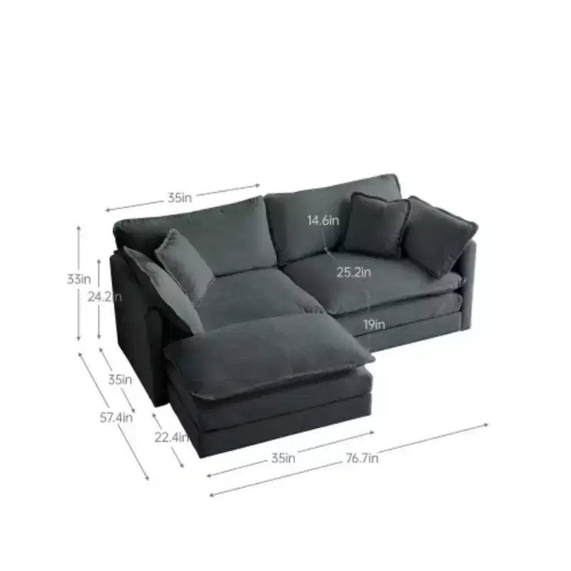 Causeuse en chenille avec pouf et repose-pieds : Idéal pour les petits espaces