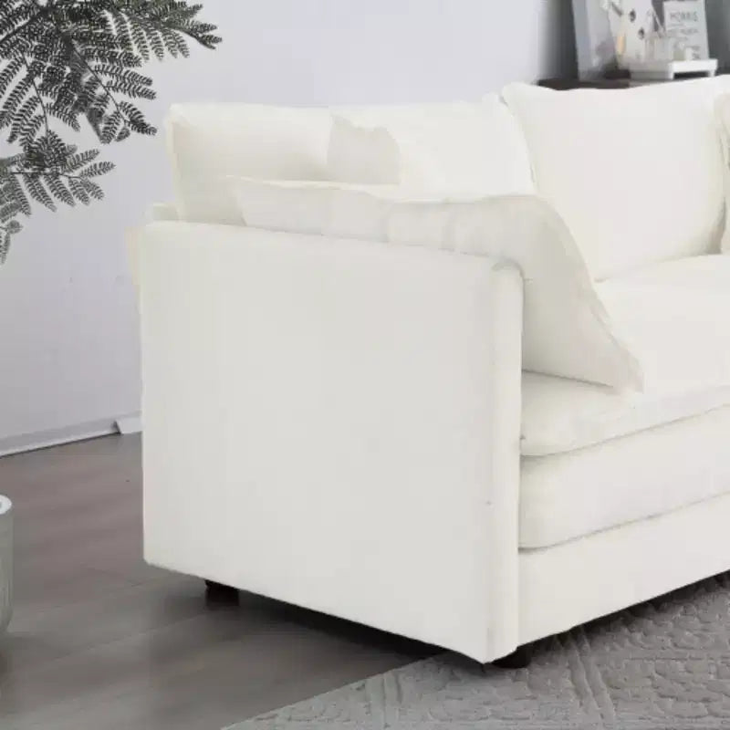 Causeuse en chenille avec pouf et repose-pieds : Idéal pour les petits espaces