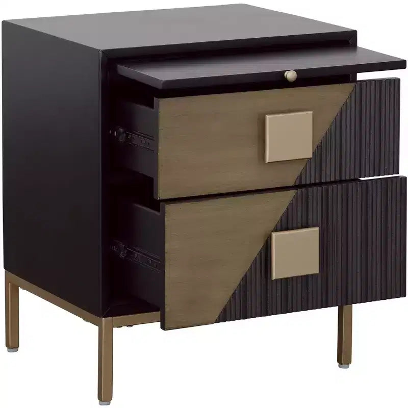 Table d'appoint Roma 20 Coast to Coast noire et métallique à 2 tiroirs