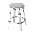 HomeRoots 24 Black and White Rattan Backless Counter Height Bar Chair