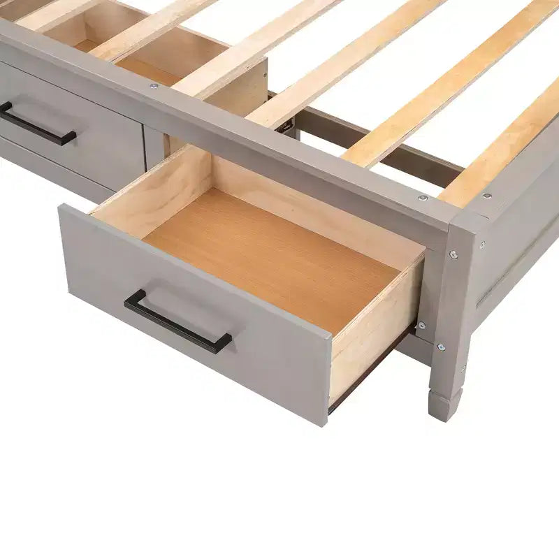 Lit de repos double Whisen avec étagères de rangement, panneau en liège, ports USB et 3 tiroirs