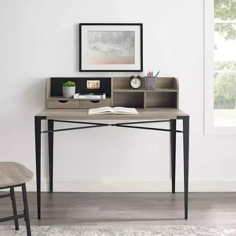 Bureau secrétaire industriel Walker Edison Furniture Company avec étagère, gris délavé, 107 cm