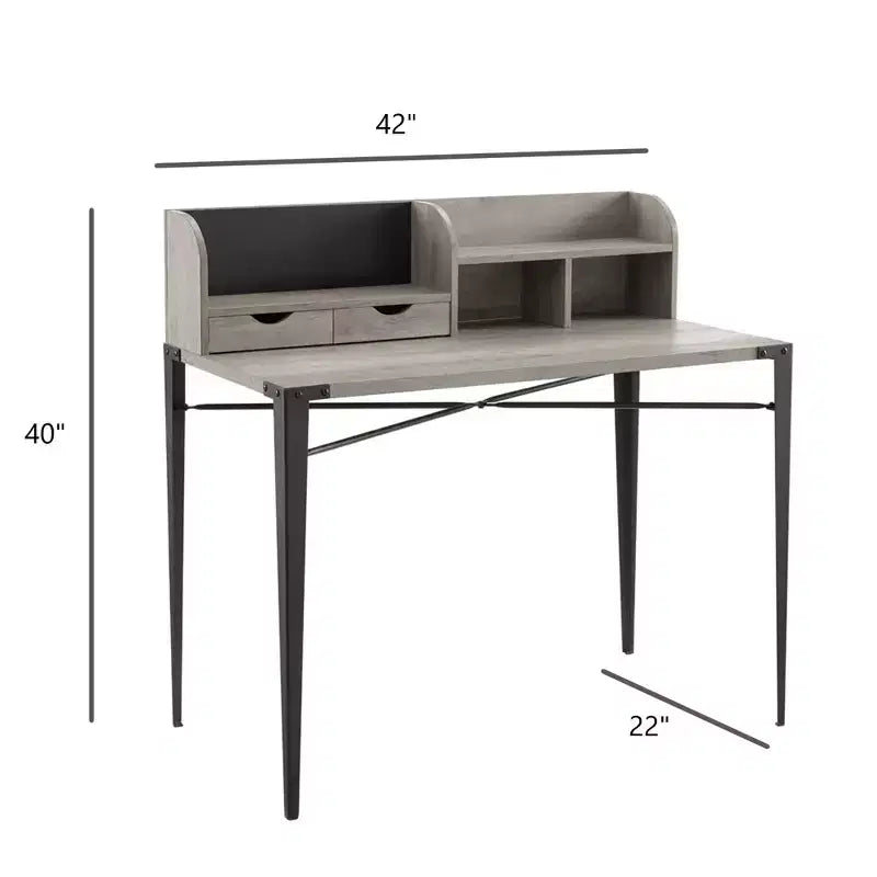 Bureau secrétaire industriel Walker Edison Furniture Company avec étagère, gris délavé, 107 cm