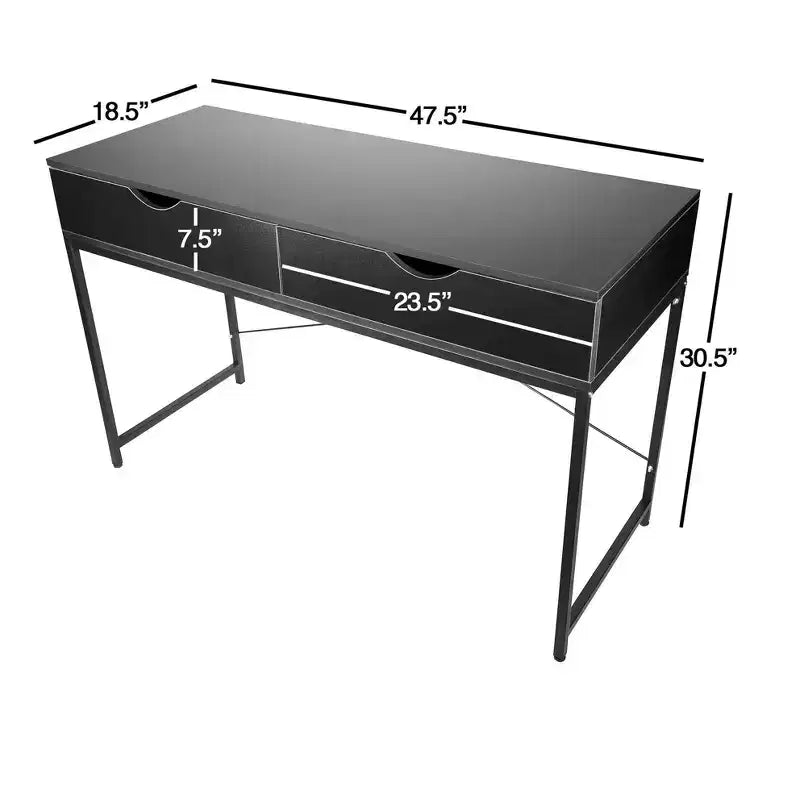 Interior Elements Bureau d'ordinateur moderne avec tiroirs, Noir, 120 cm