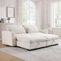Cozy Two-Seater: Corduroy Sofa with Built-In Footrest Storage