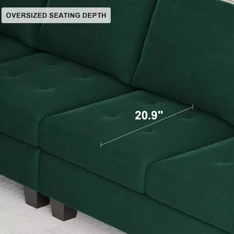 Belffin Canapé modulable long en velours capitonné