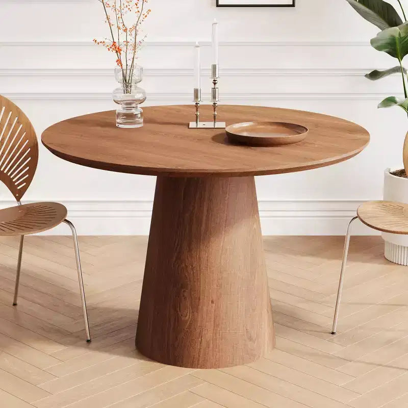 Table à manger ronde de 110 cm, table à manger à piédestal moderne, table d'appoint de loisirs pour salon, salle à manger, café, cuisine, petit espace