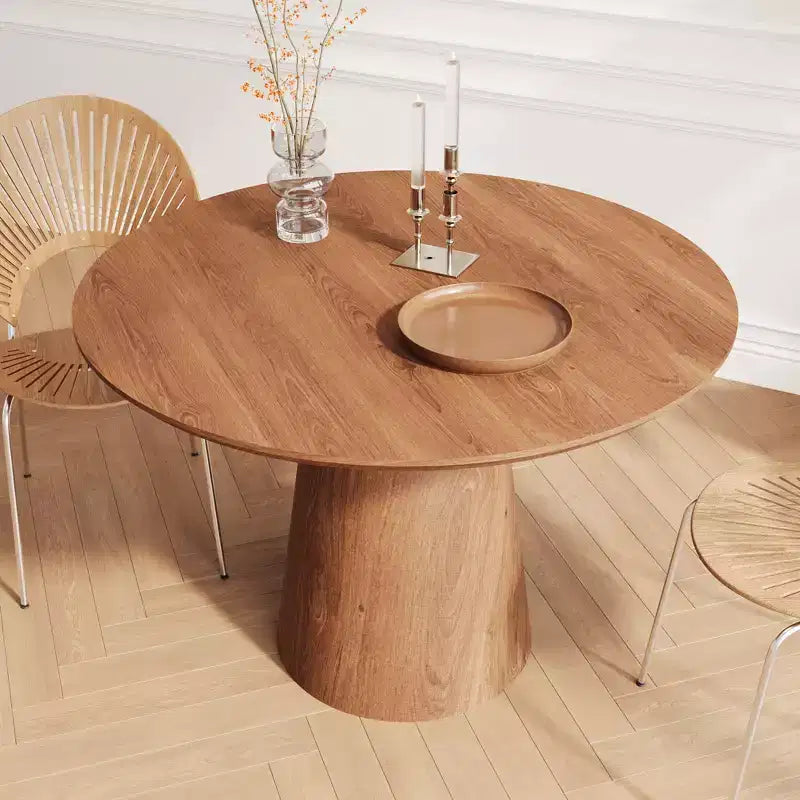Table à manger ronde de 110 cm, table à manger à piédestal moderne, table d'appoint de loisirs pour salon, salle à manger, café, cuisine, petit espace