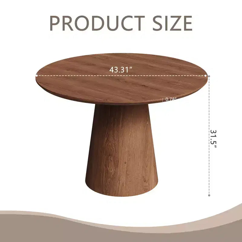 Table à manger ronde de 110 cm, table à manger à piédestal moderne, table d'appoint de loisirs pour salon, salle à manger, café, cuisine, petit espace