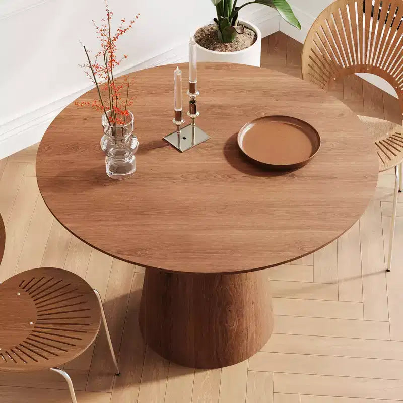 Table à manger ronde de 110 cm, table à manger à piédestal moderne, table d'appoint de loisirs pour salon, salle à manger, café, cuisine, petit espace