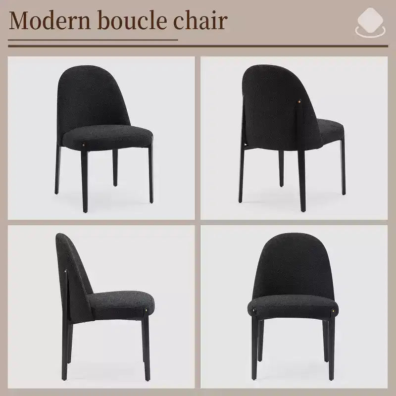 Lot de 4 chaises de salle à manger en bouclette, chaises épaisses rembourrées avec pieds en métal et dossier incurvé, pour salle à manger, cuisine, salon, chambre à coucher - Morden Fort