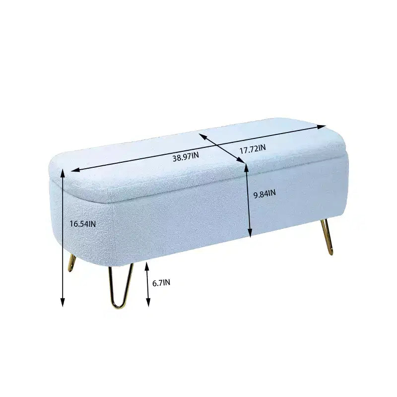 Banc ottoman de rangement moderne Zeus & Ruta avec pieds dorés pour le pied de lit