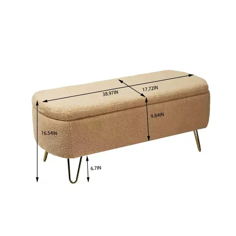 Banc ottoman de rangement moderne Zeus & Ruta avec pieds dorés pour le pied de lit