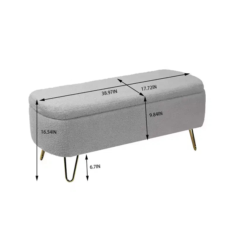 Banc ottoman de rangement moderne Zeus & Ruta avec pieds dorés pour le pied de lit