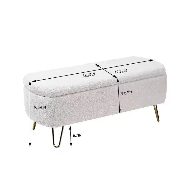Banc ottoman de rangement moderne Zeus & Ruta avec pieds dorés pour le pied de lit