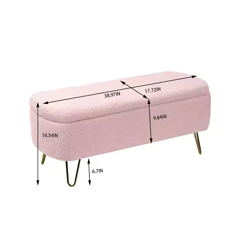 Banc ottoman de rangement moderne Zeus & Ruta avec pieds dorés pour le pied de lit
